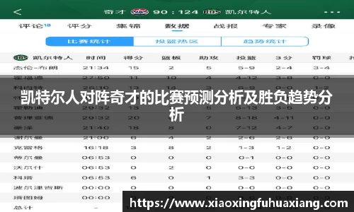 凯特尔人对阵奇才的比赛预测分析及胜负趋势分析